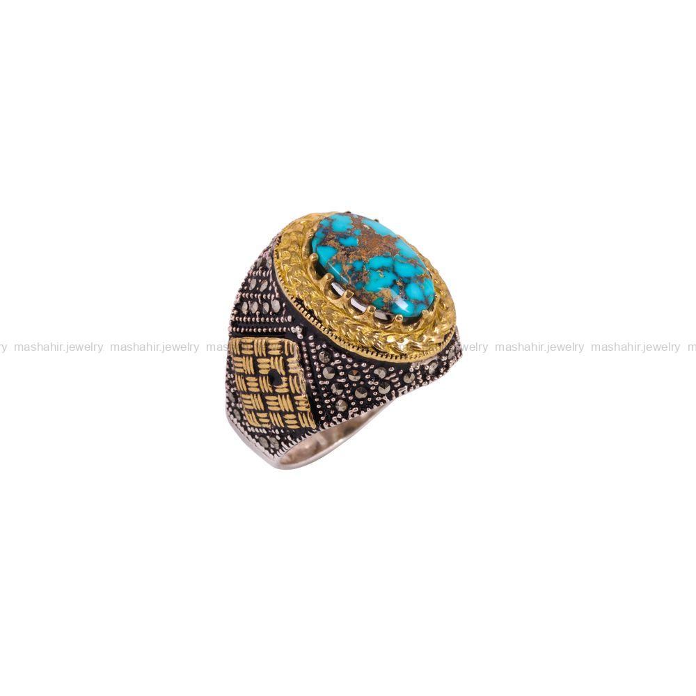 انگشتر فیروزه شجری مردانه کد 3896