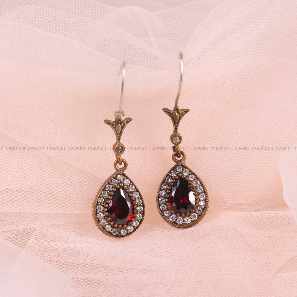 گوشواره طرح یاقوت سرخ زنانه کد 5879