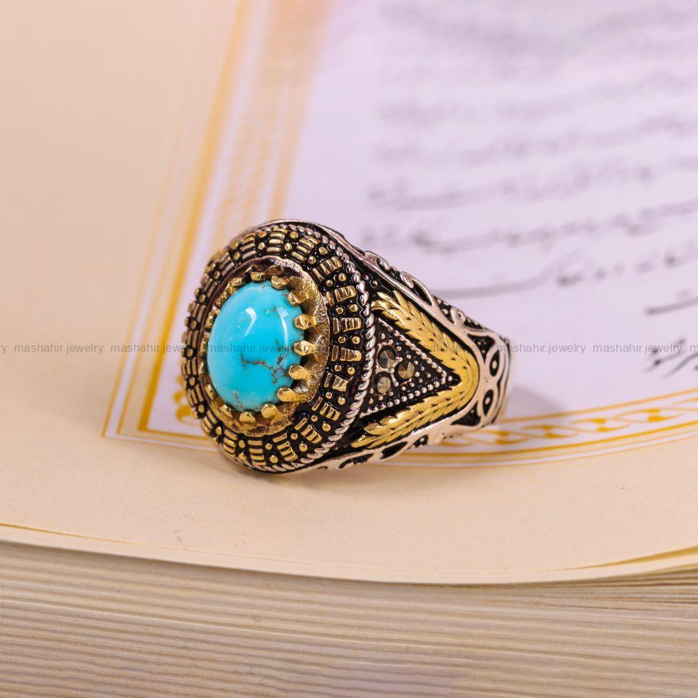انگشتر فیروزه شجری مردانه کد 3866
