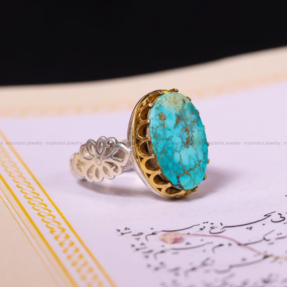 انگشتر فیروزه شجری مردانه کد 3872