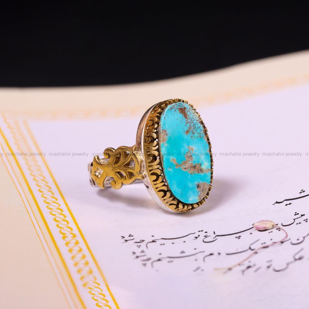انگشتر فیروزه شجری مردانه کد 3876