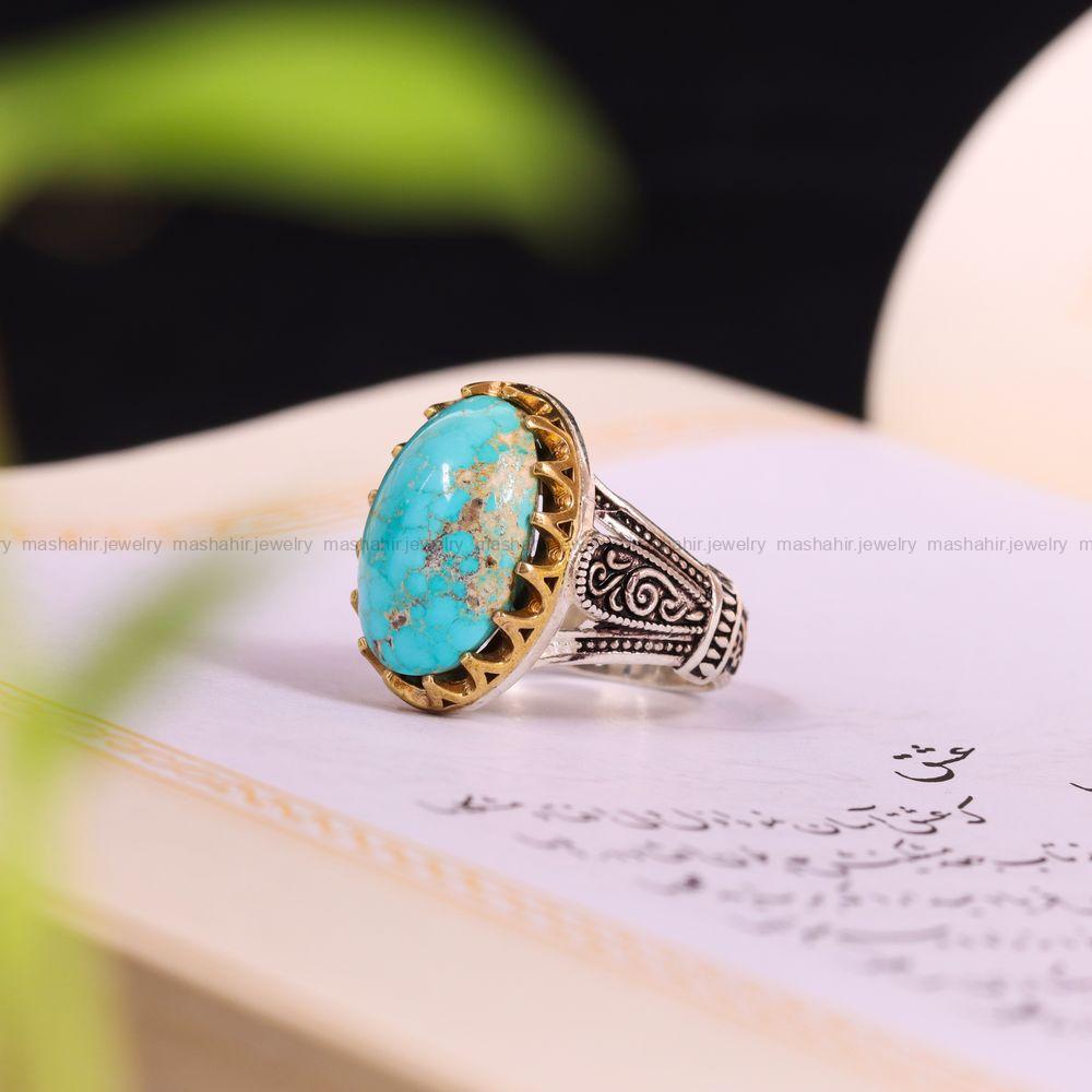 انگشتر فیروزه شجری مردانه کد 3902