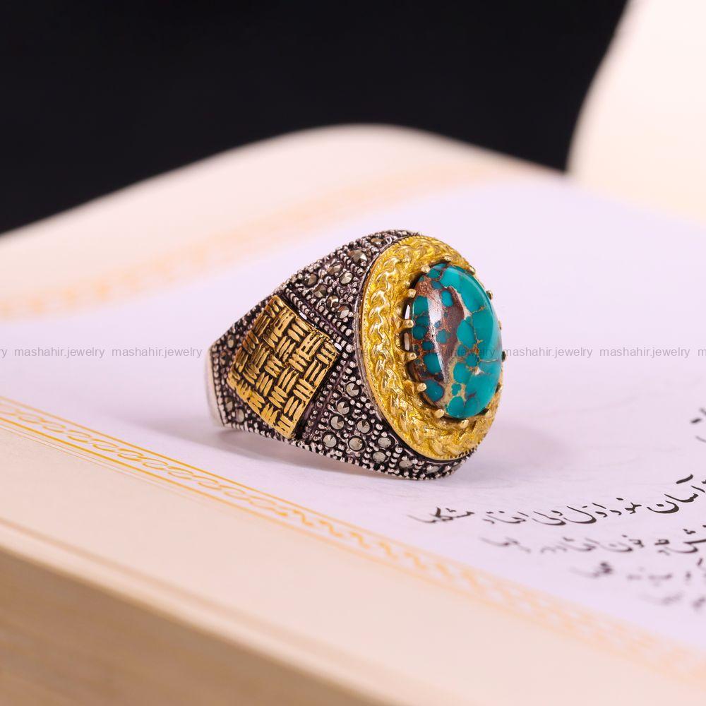 انگشتر فیروزه شجری مردانه کد 3906