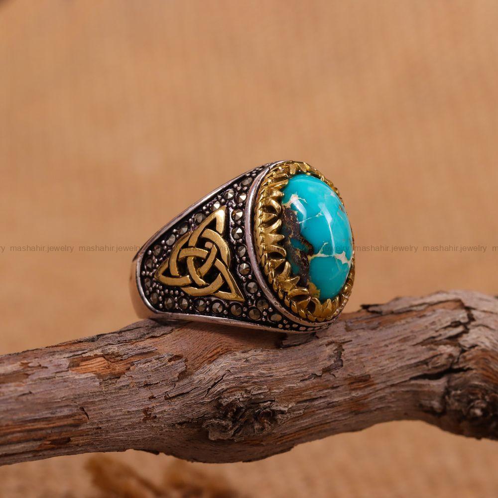 انگشتر فیروزه شجری مردانه کد 3912
