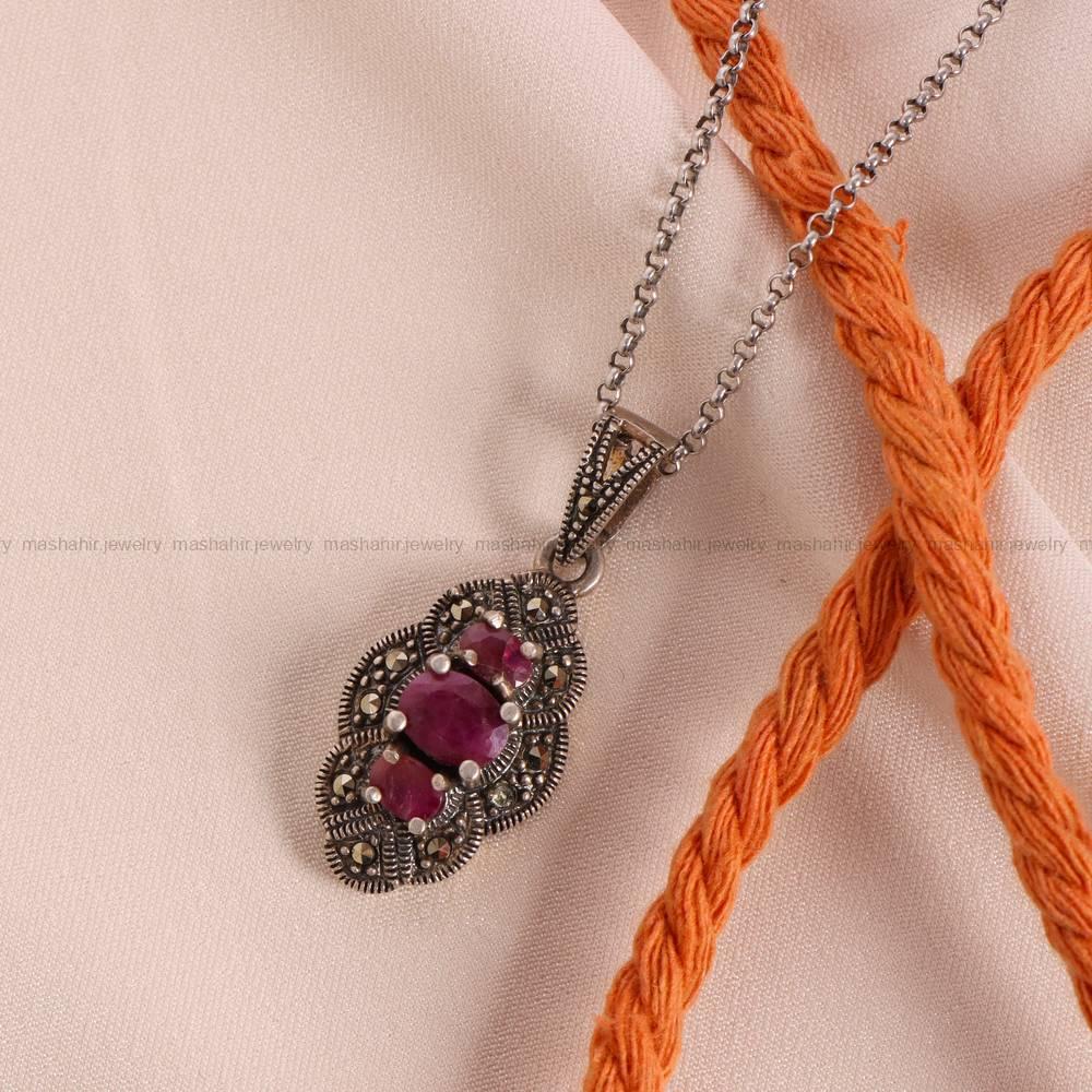 گردنبند یاقوت سرخ زنانه کد 5999