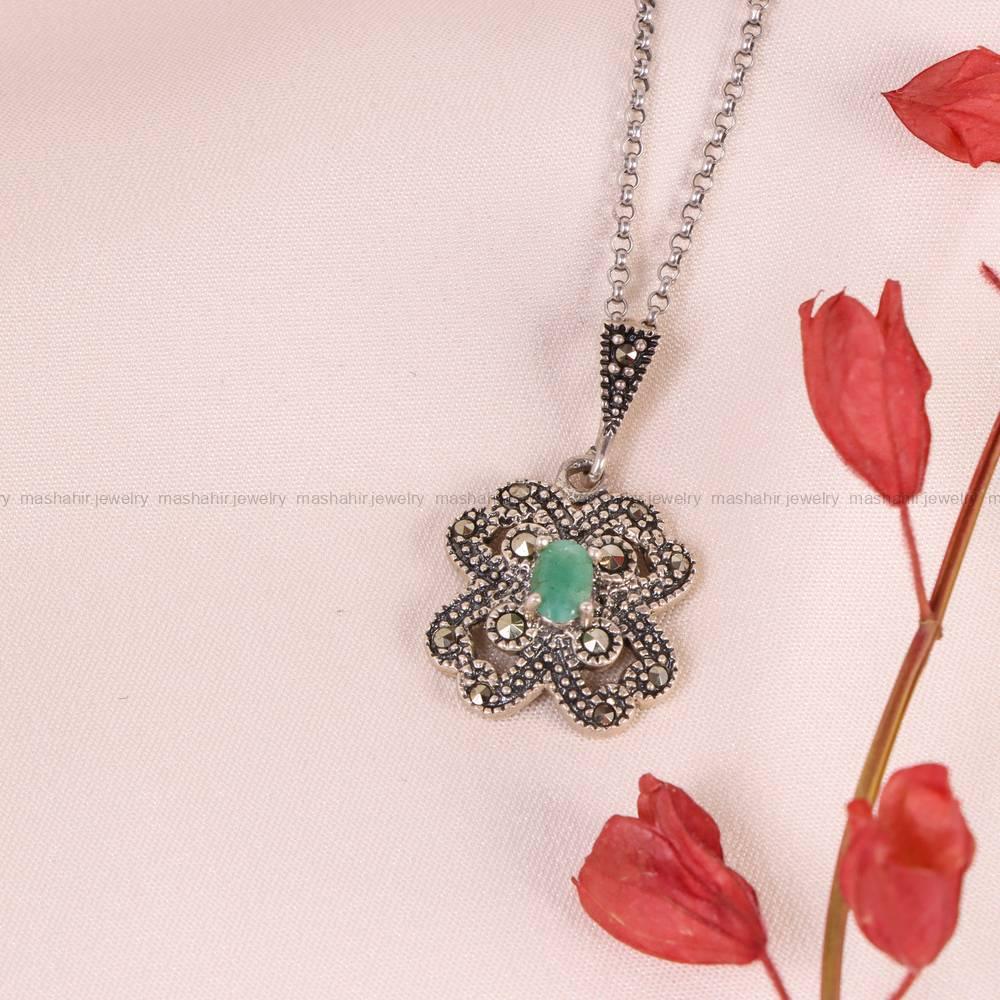 گردنبند زمرد زنانه کد 6010