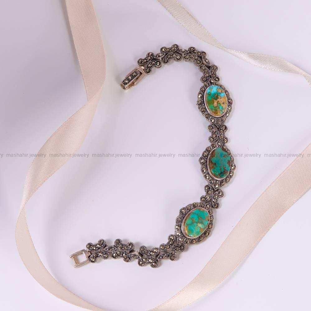 دستبند فیروزه زنانه کد 6037