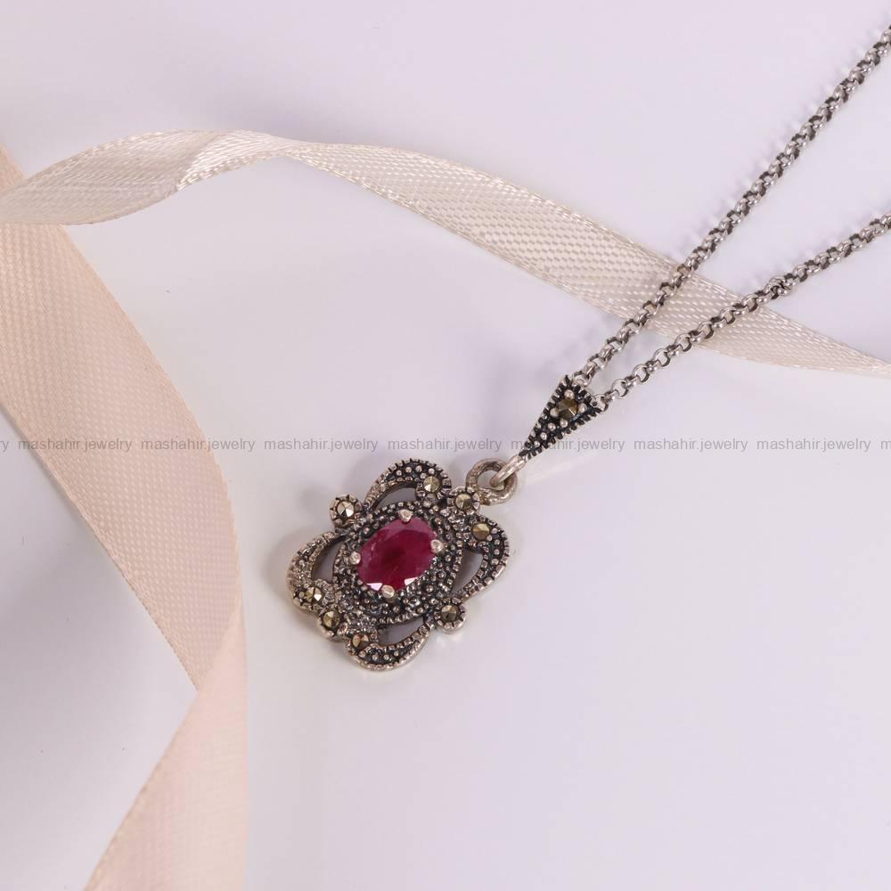 گردنبند یاقوت سرخ زنانه کد 6038