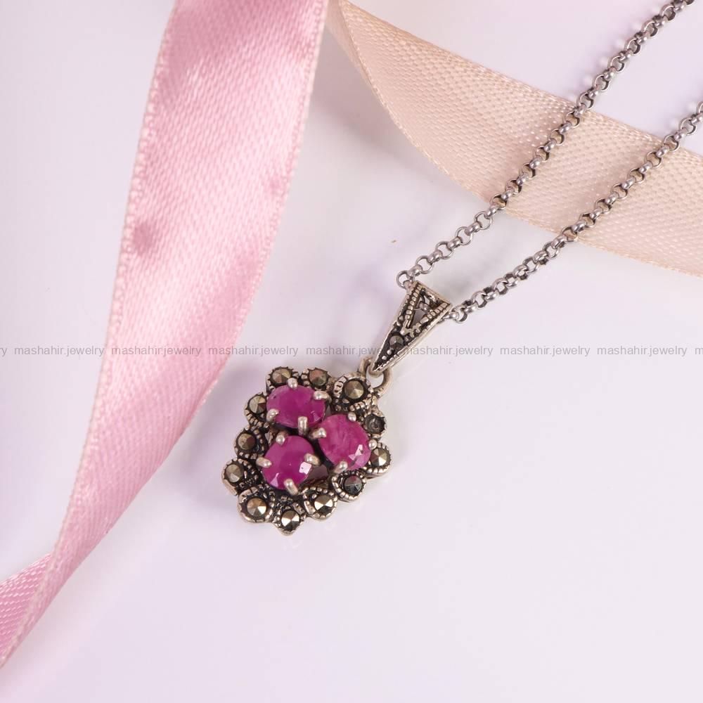 گردنبند یاقوت سرخ زنانه کد 6040