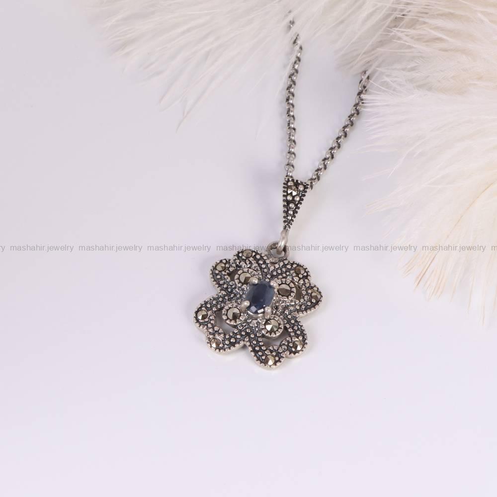 گردنبند یاقوت کبود زنانه کد 6048