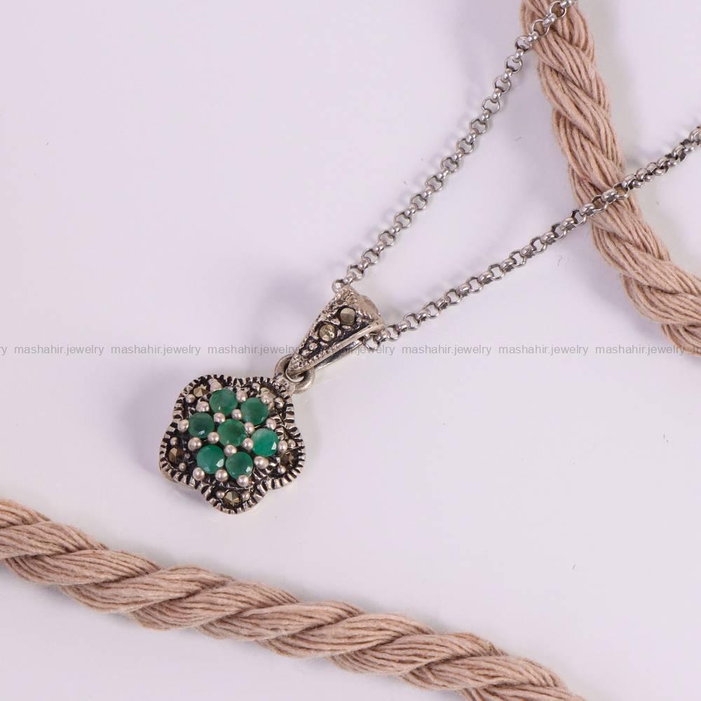 گردنبند زمرد زنانه کد 6063