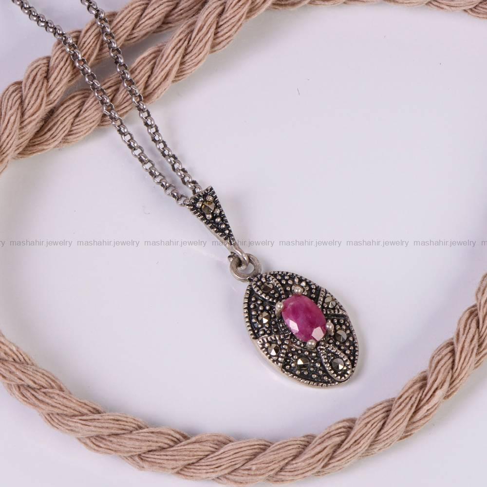 گردنبند یاقوت سرخ زنانه کد 6065