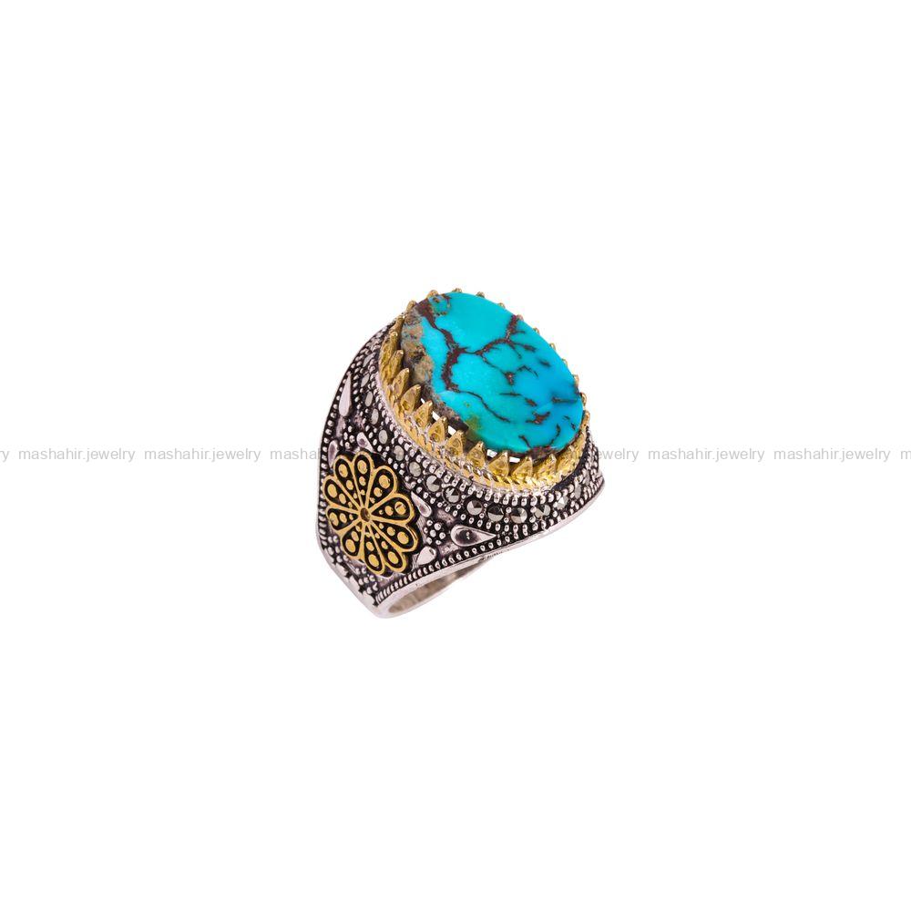 انگشتر فیروزه شجری مردانه کد 3966