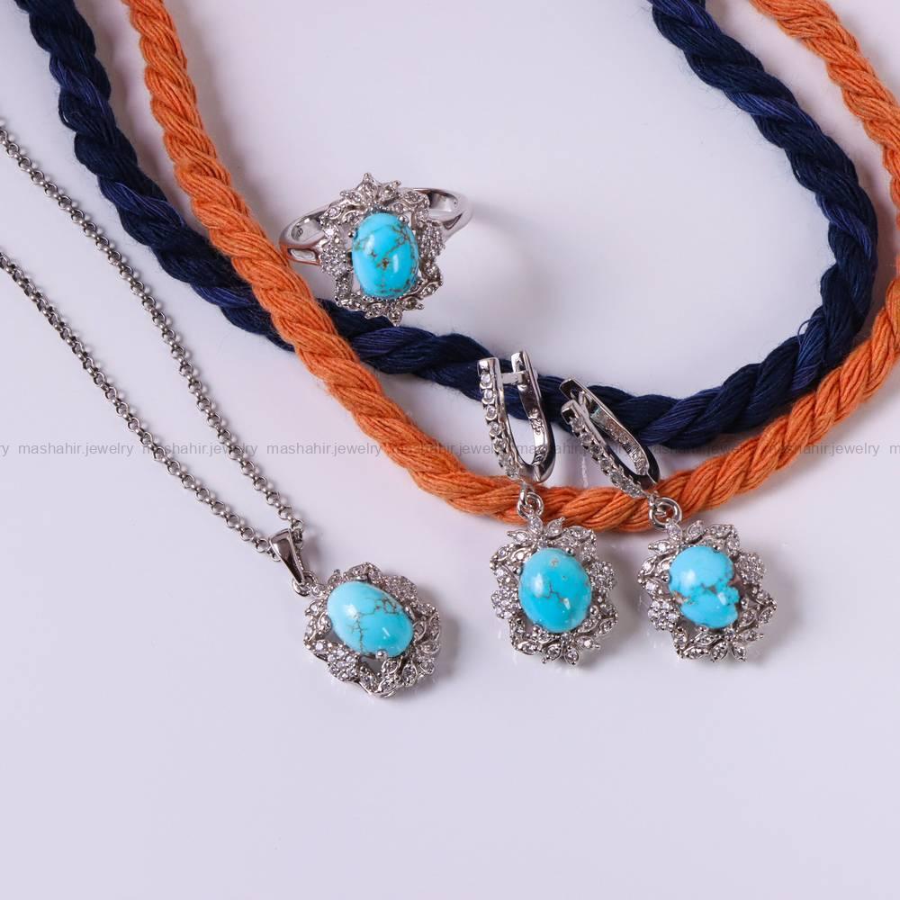 نیم ست فیروزه زنانه کد 6073