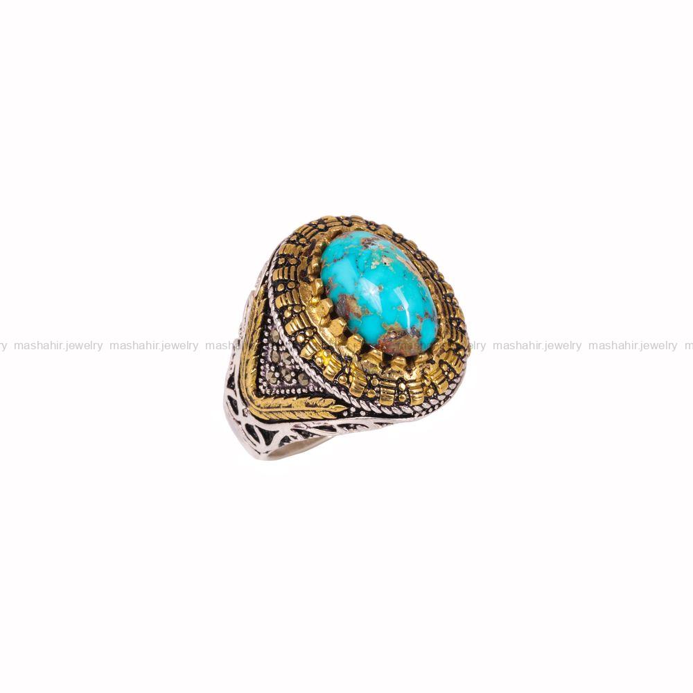 انگشتر فیروزه شجری مردانه کد 3989