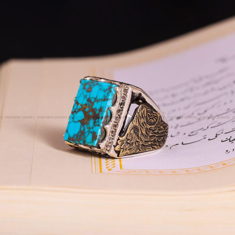 انگشتر فیروزه شجری مردانه کد 3995