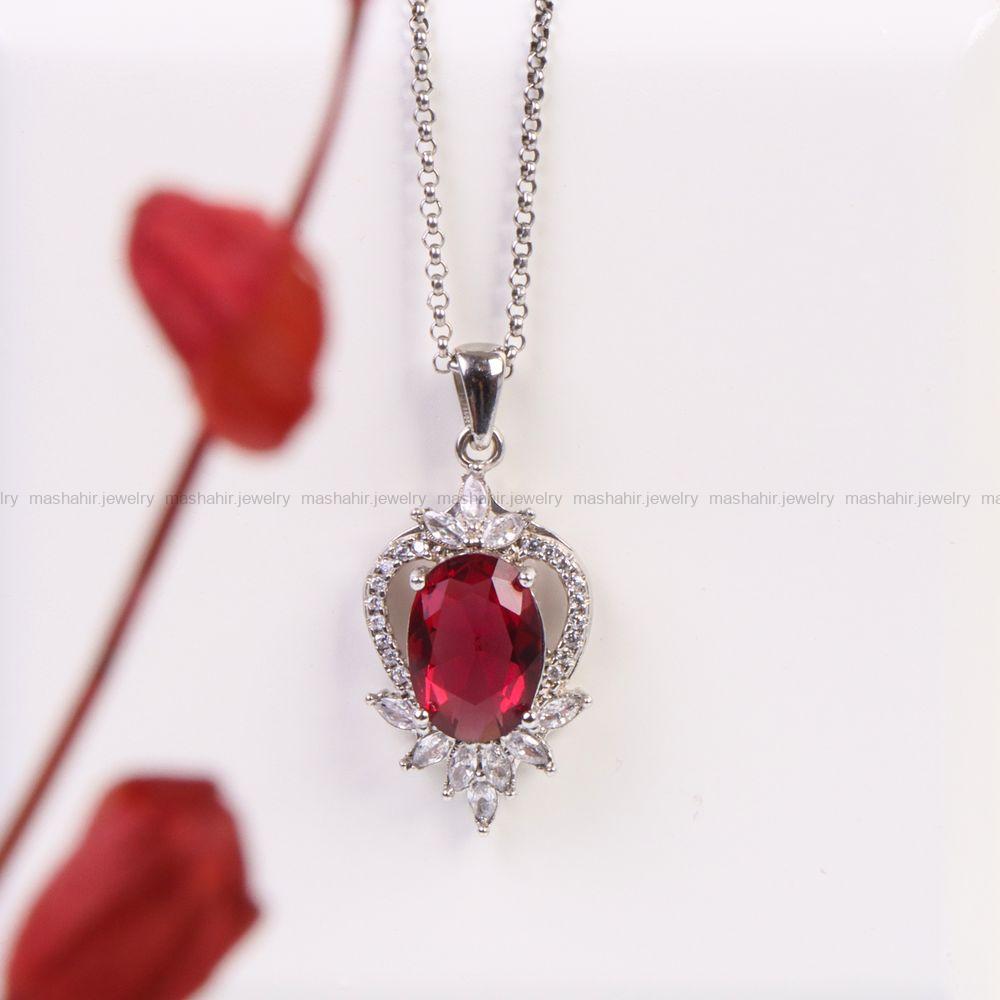 گردنبند طرح یاقوت زنانه کد 6625