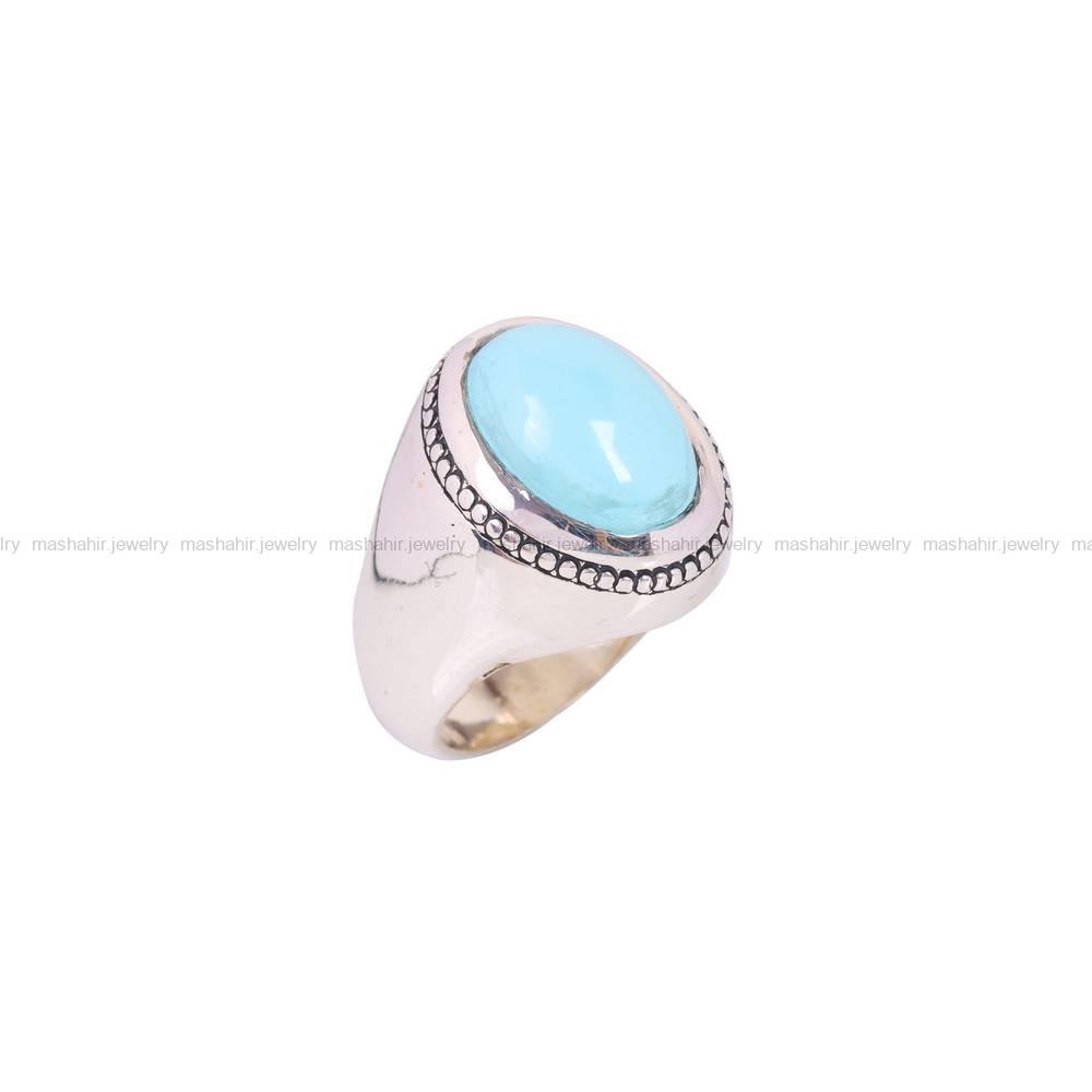 انگشتر فيروزه عجمی مردانه کد 6581