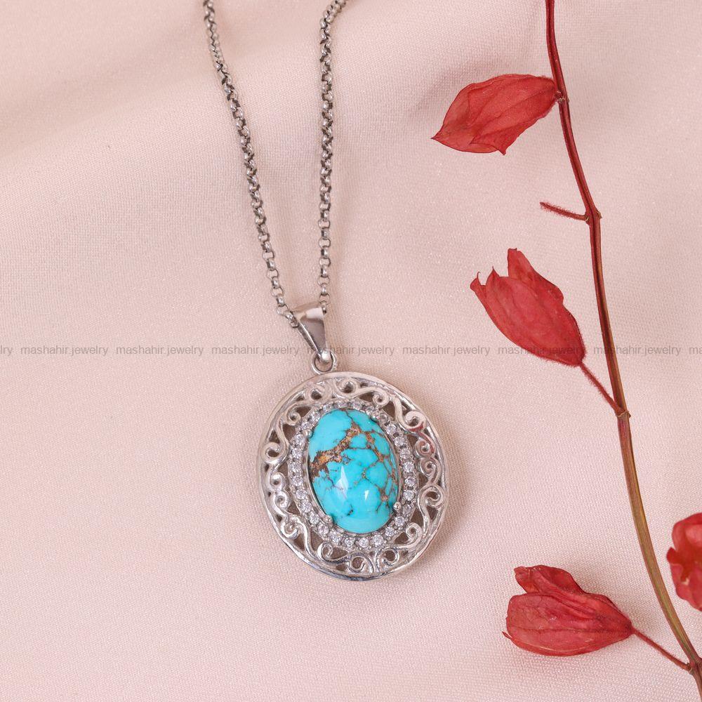 گردنبند فیروزه زنانه کد 6637