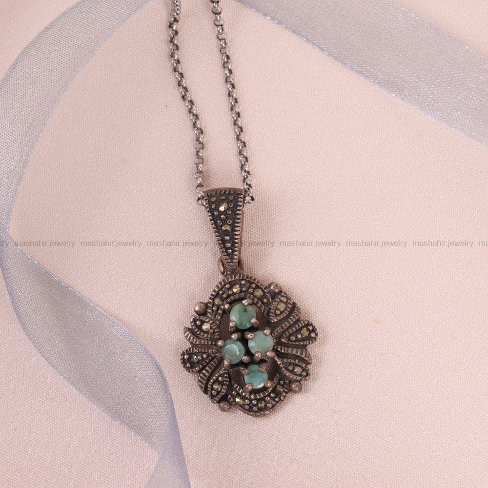 گردنبند زمرد زنانه کد 6659