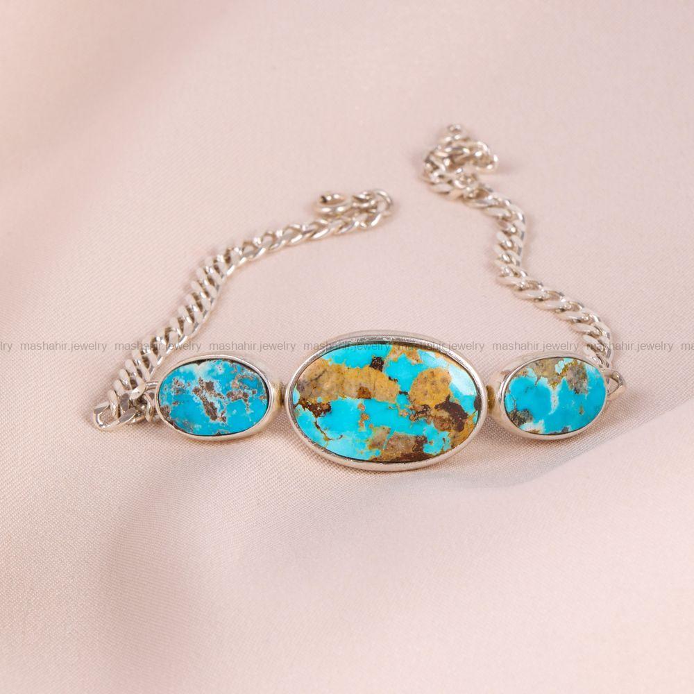 دستبند فیروزه زنانه کد 6685