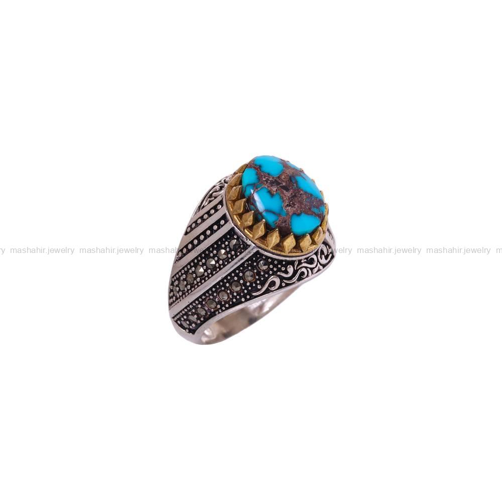 انگشتر فیروزه شجری مردانه کد 6313