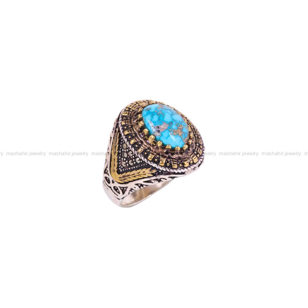 انگشتر فیروزه شجری مردانه کد 6317