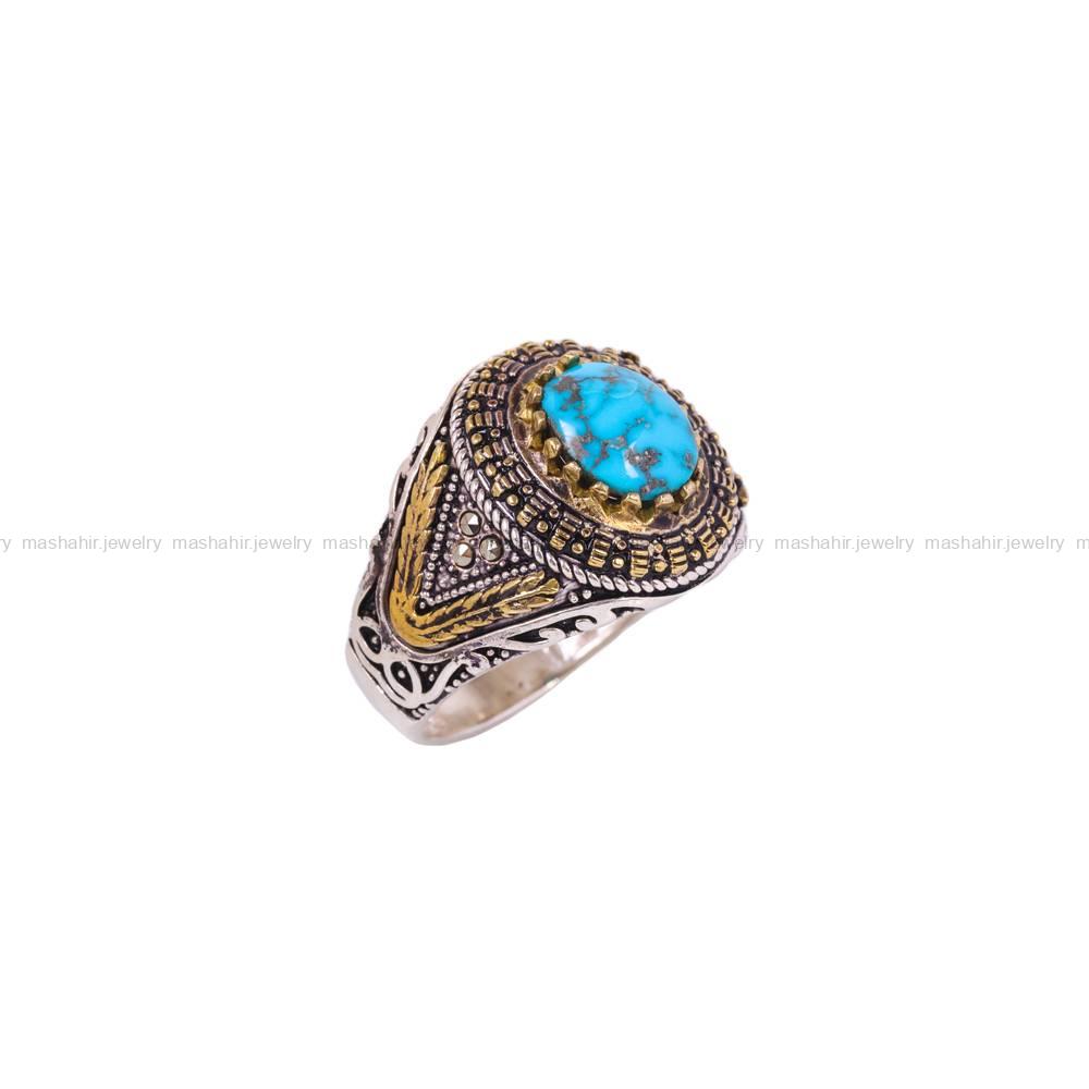انگشتر فیروزه شجری مردانه کد 6325