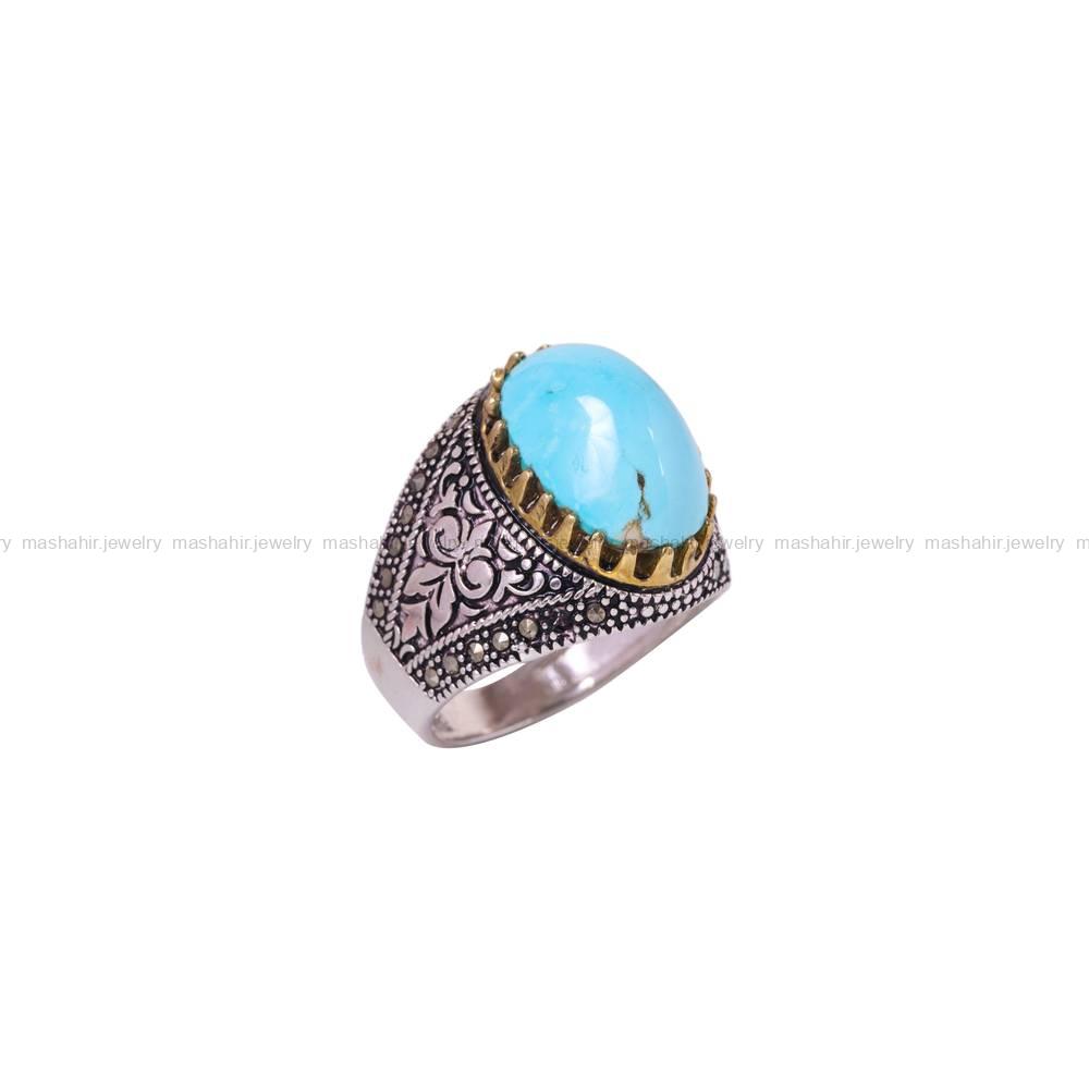 انگشتر فیروزه شجری مردانه کد 6343