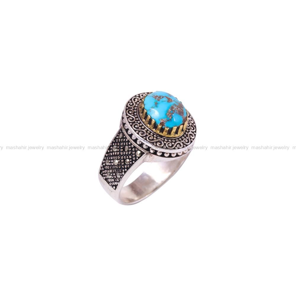انگشتر فیروزه شجری مردانه کد 6359