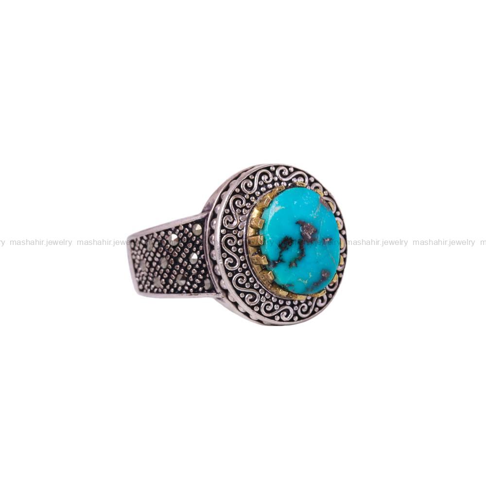 انگشتر فیروزه شجری مردانه کد 6365