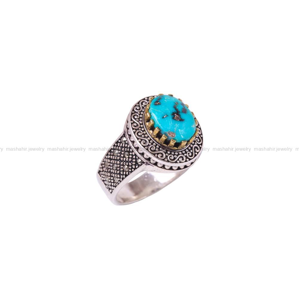 انگشتر فیروزه شجری مردانه کد 6365
