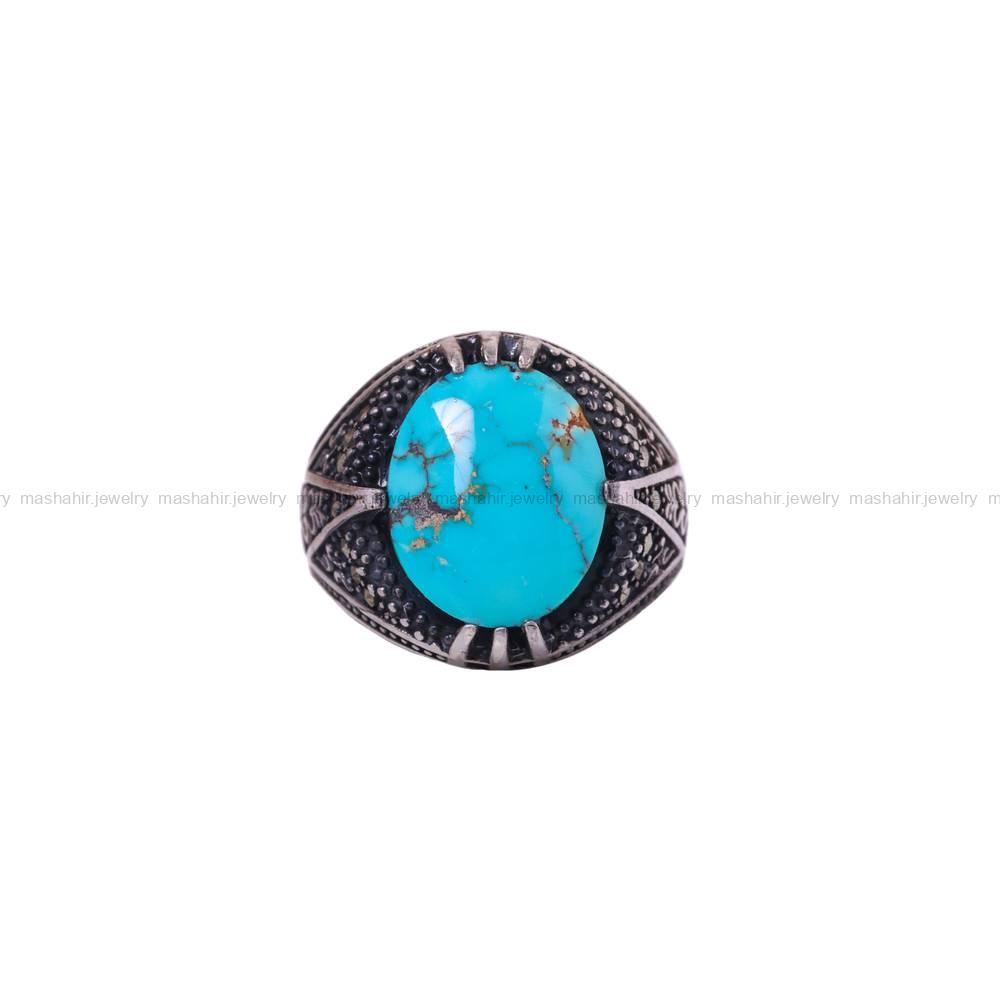 انگشتر فیروزه شجری مردانه کد 6382