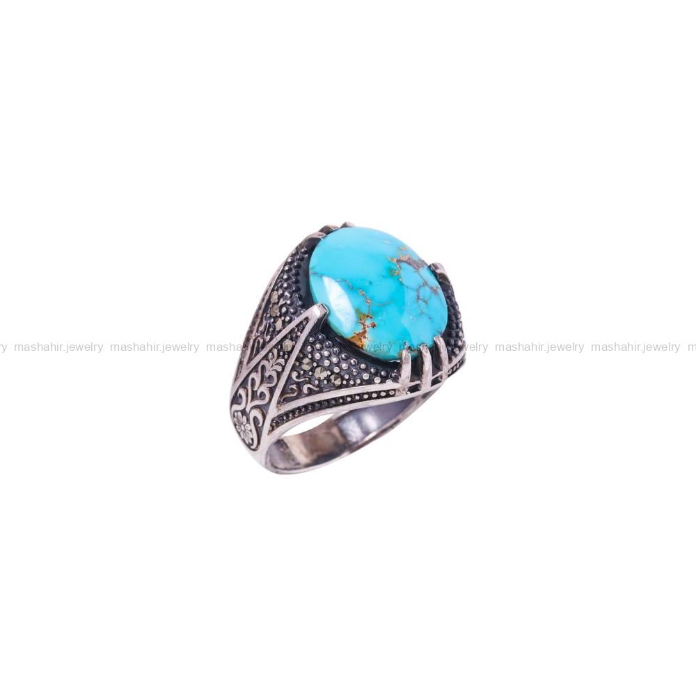 انگشتر فیروزه شجری مردانه کد 6382