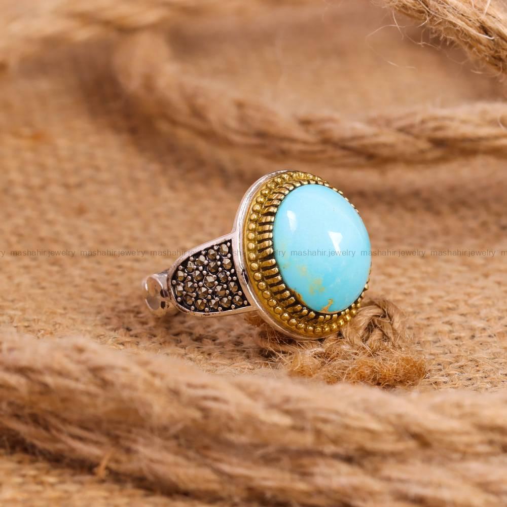 انگشتر فیروزه شجری مردانه کد 6381