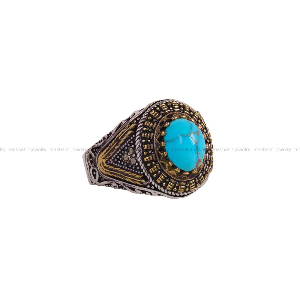 انگشتر فیروزه شجری مردانه کد 6475