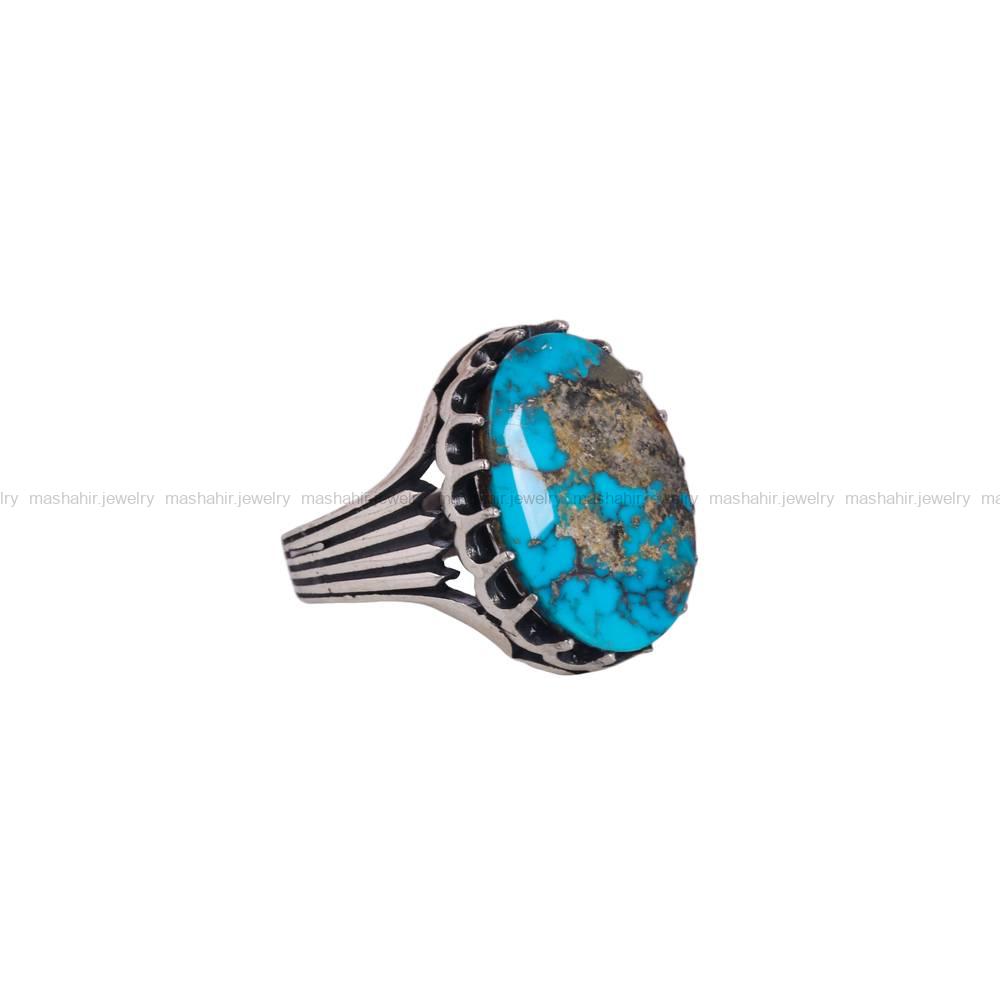 انگشتر فیروزه شجری مردانه کد 6487