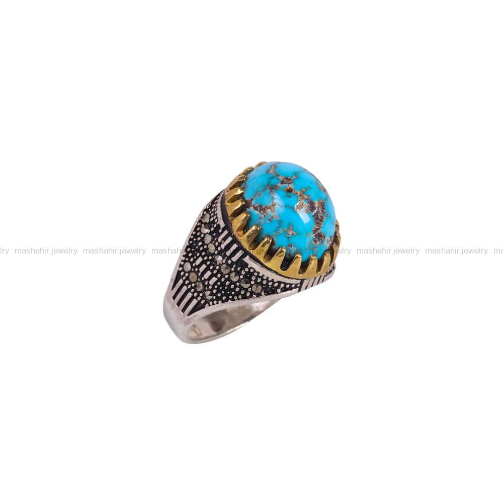 انگشتر فیروزه شجری مردانه کد 6500