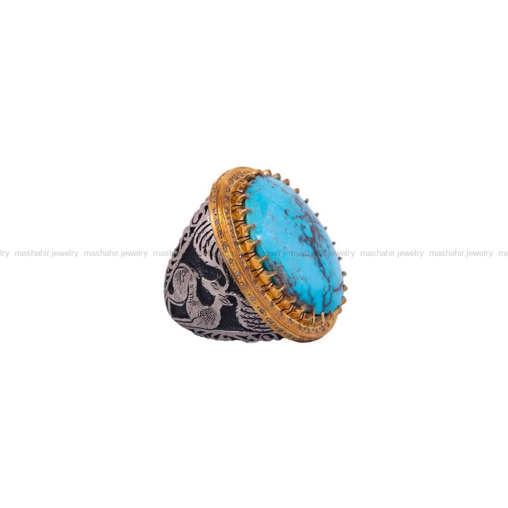 انگشتر فیروزه شجری مردانه کد 6390