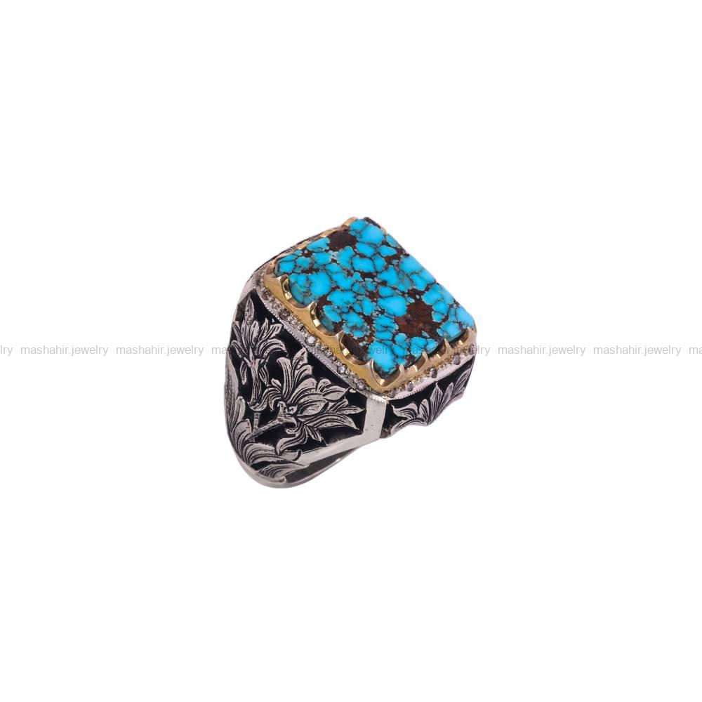 انگشتر فیروزه شجری مردانه کد 6397