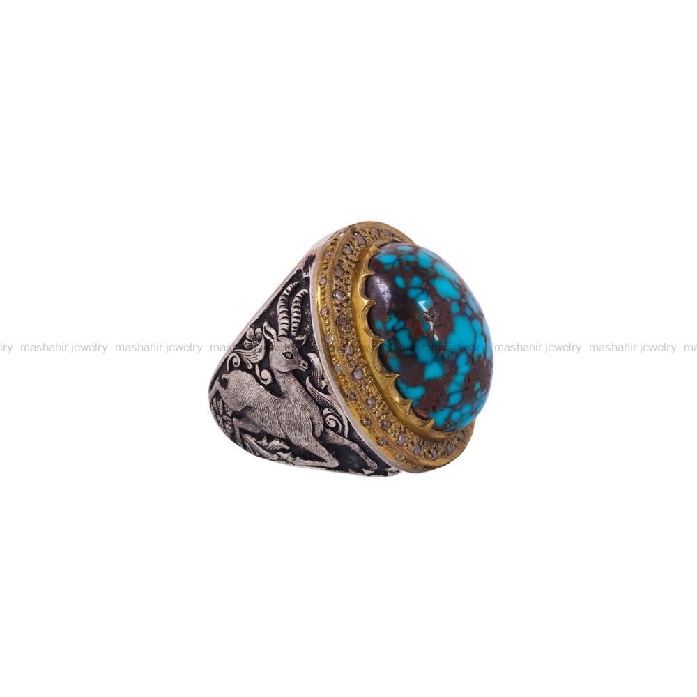 انگشتر فیروزه شجری مردانه کد 6401