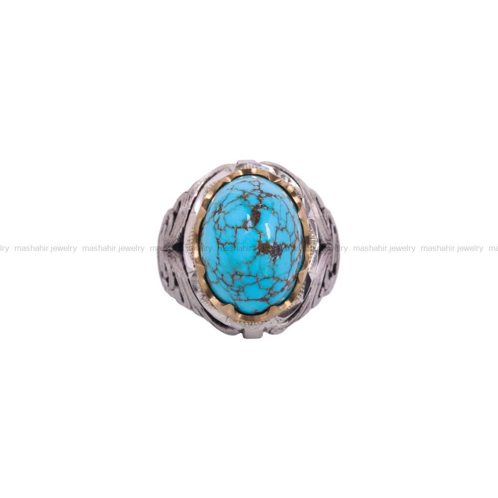 انگشتر فیروزه شجری مردانه کد 6411