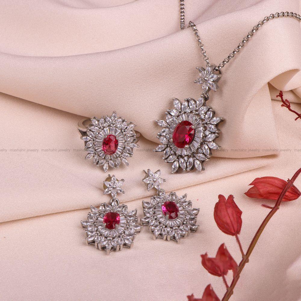 نیم ست سنتاتیک یاقوت سرخ زنانه کد 8058