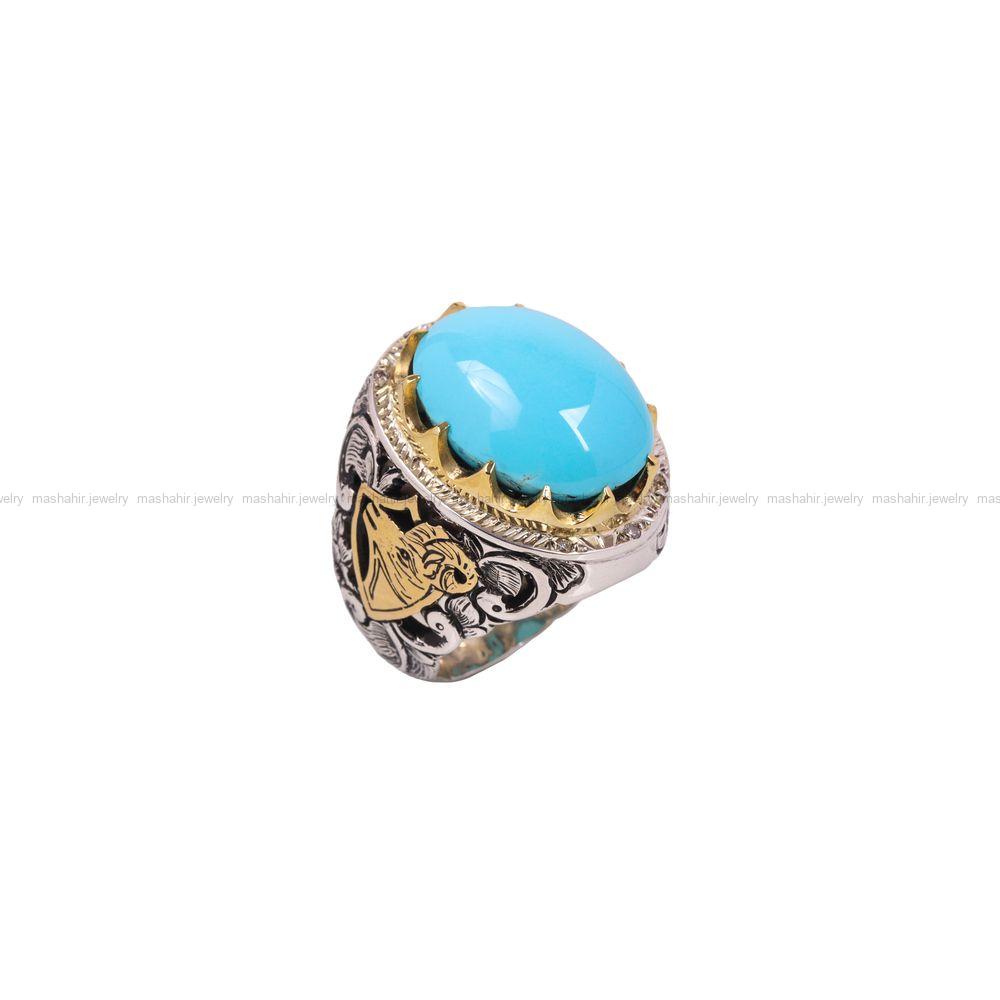 انگشتر فيروزه عجمی مردانه کد 6837