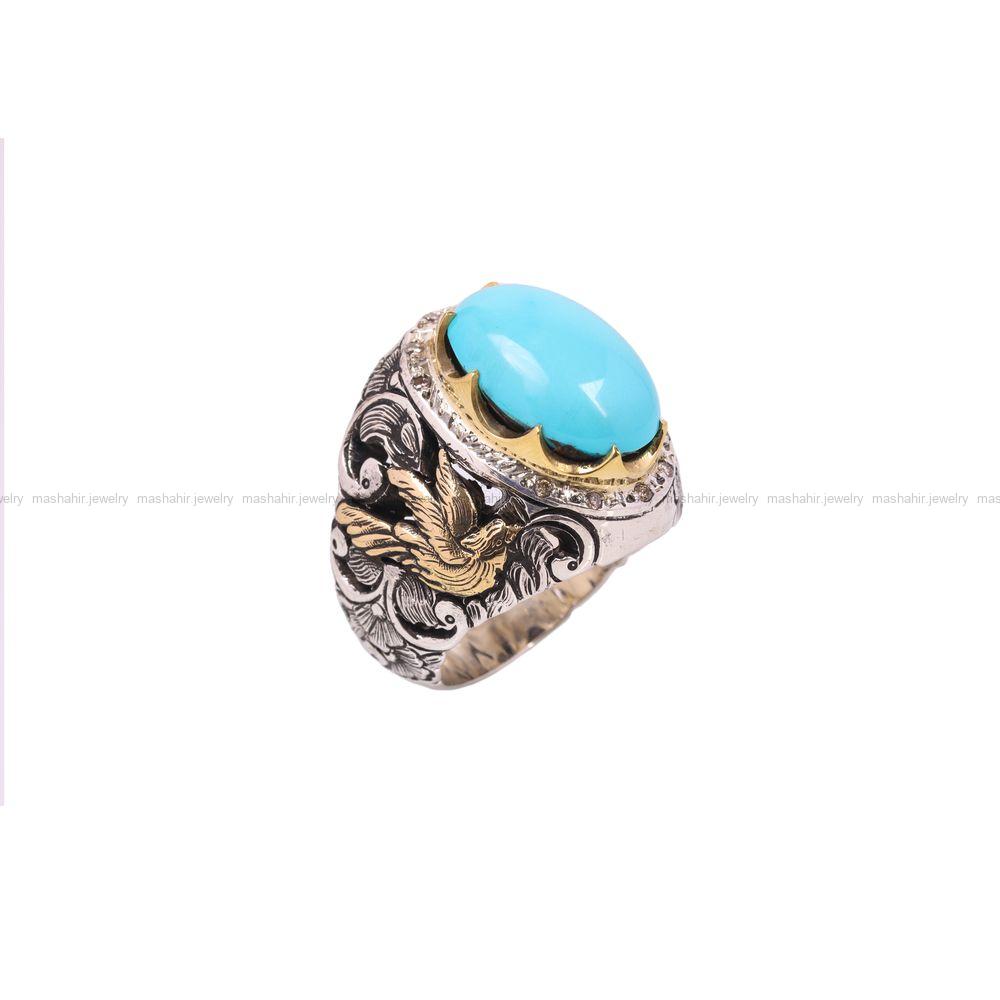 انگشتر فيروزه عجمی مردانه کد 6846