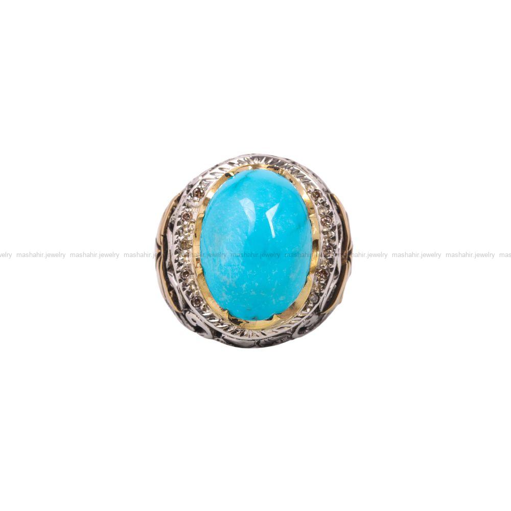 انگشتر فيروزه عجمی مردانه کد 6855