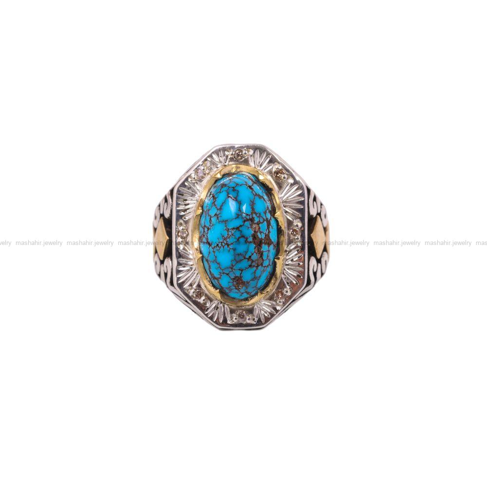 انگشتر فیروزه شجری مردانه کد 6858