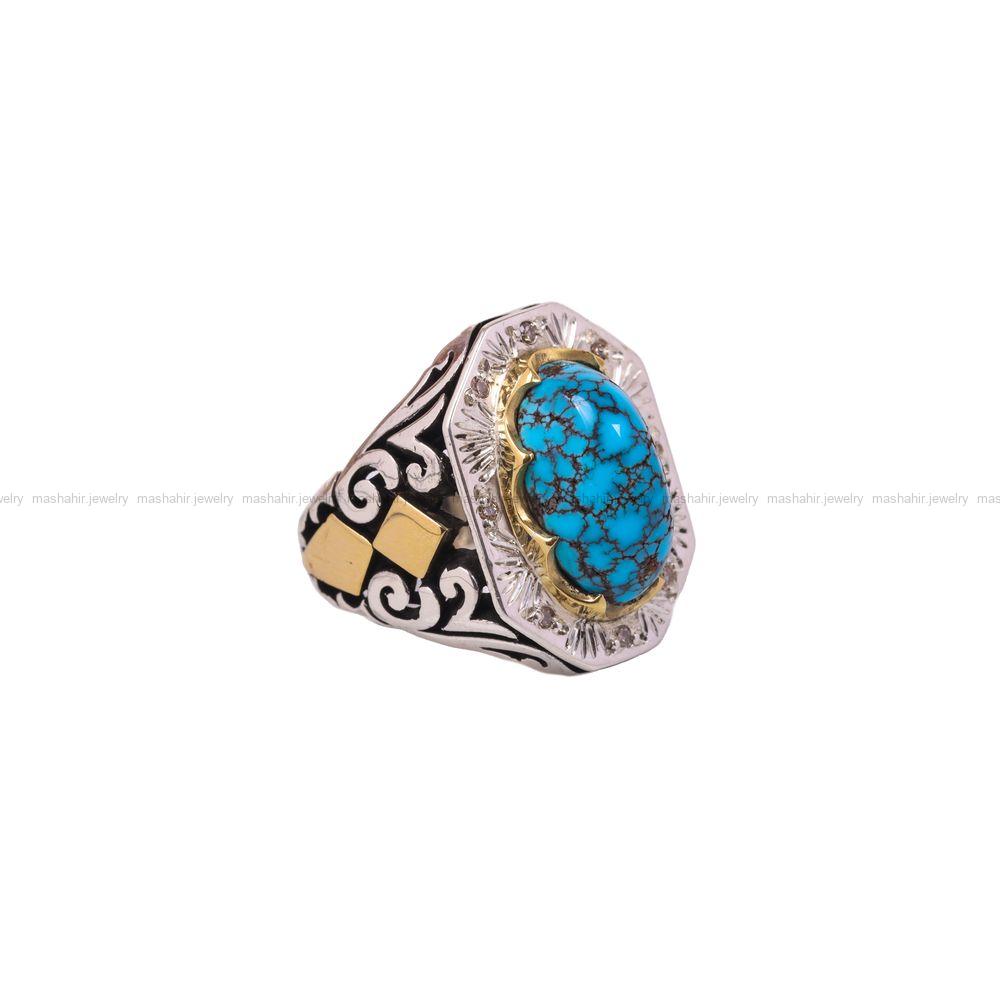 انگشتر فیروزه شجری مردانه کد 6858