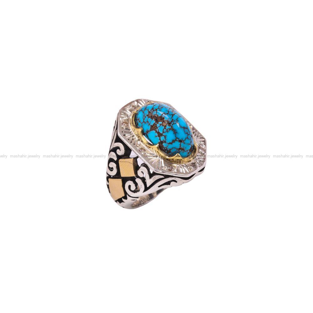 انگشتر فیروزه شجری مردانه کد 6858