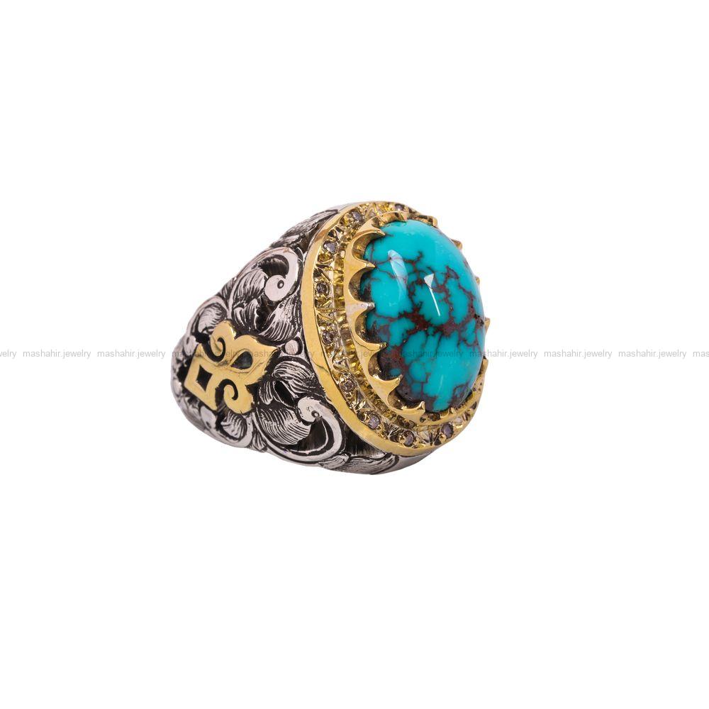 انگشتر فیروزه شجری مردانه کد 6875